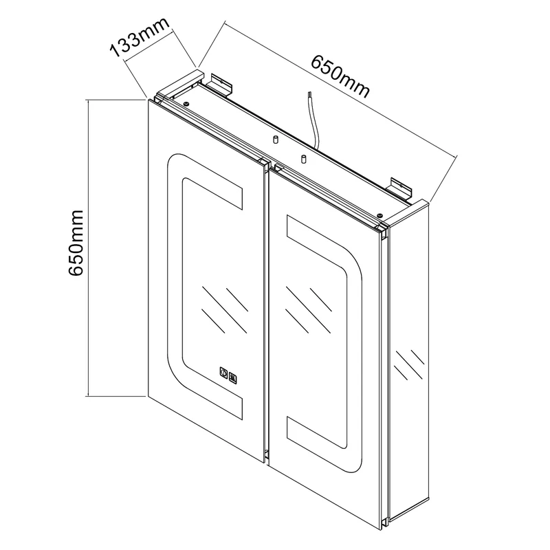 SIRHONA armoire de toilette aluminium LED avec éclairage avec prise tactile anti-buée armoire de toilette miroir de salle de bain 65x65x13.3cm