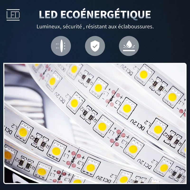 SIRHONA Miroir led 50x70 CM Miroir de salle de bains avec éclairage LED Miroir Cosmétiques Mural Lumière Illumination avec Prise Rasoir Bouton de commutation