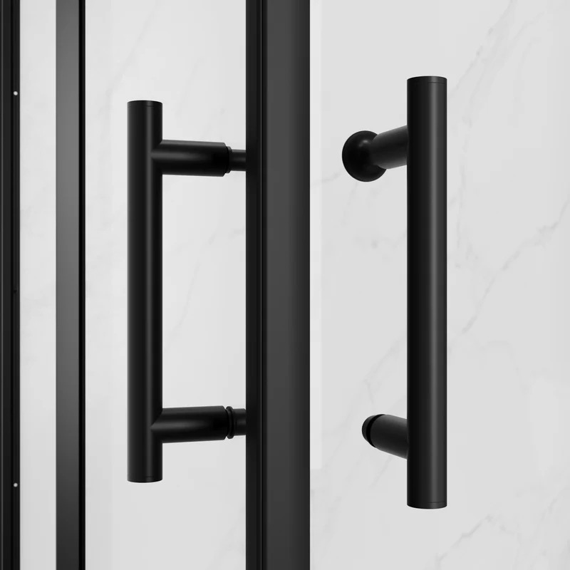 SIRHONA Cabine de Douche Coulissante 70 ~100cm，5mm Verre Trempé, Aluminium, Noir