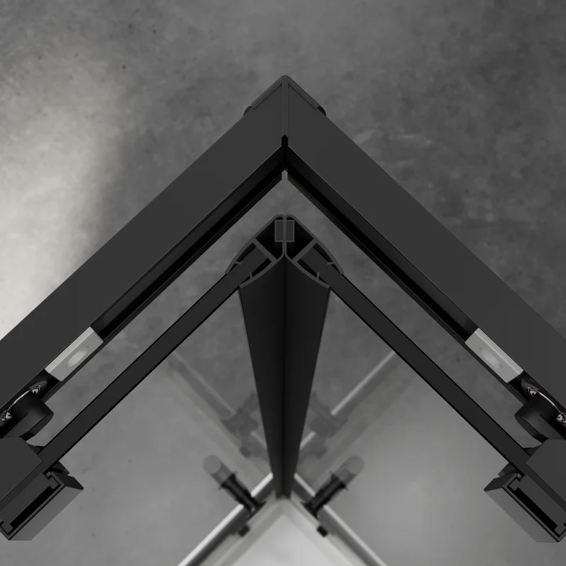 SIRHONA Cabine de Douche Coulissante 70 ~100cm，5mm Verre Trempé, Aluminium, Noir
