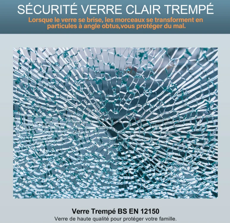 SIRHONA Cabine de Douche Coulissante 70 ~100cm，5mm Verre Trempé, Aluminium, Noir