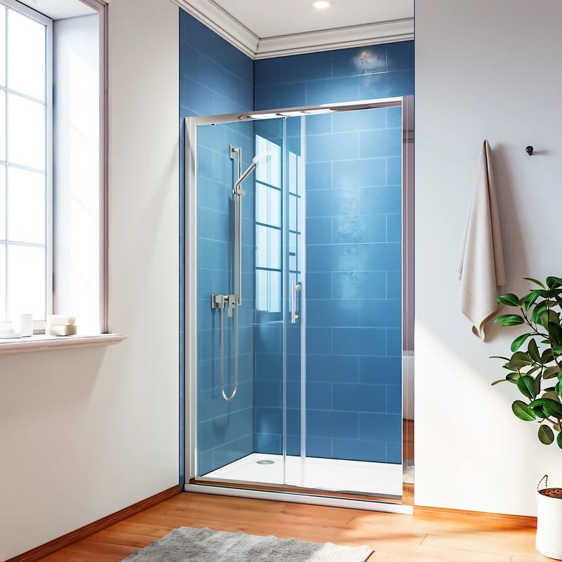 SIRHONA Porte de Douche Coulissante, 100-170cm x 185cm, 5mm verre trempé, installation En Niche