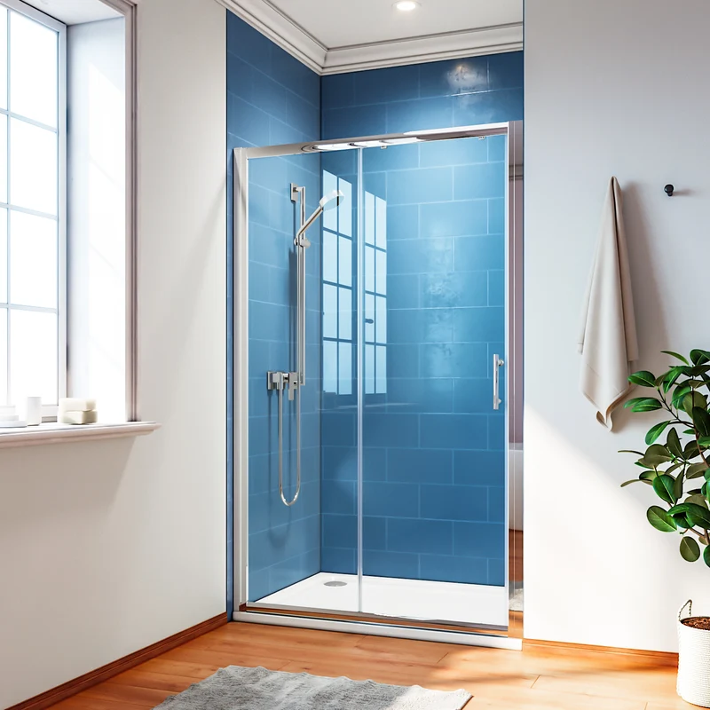 SIRHONA Porte de Douche Coulissante, 100-170cm x 185cm, 5mm verre trempé, installation En Niche