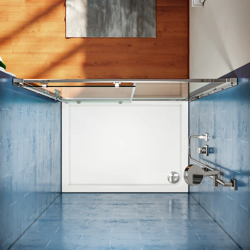 SIRHONA Porte de Douche Coulissante, 100-170cm x 185cm, 5mm verre trempé, installation En Niche