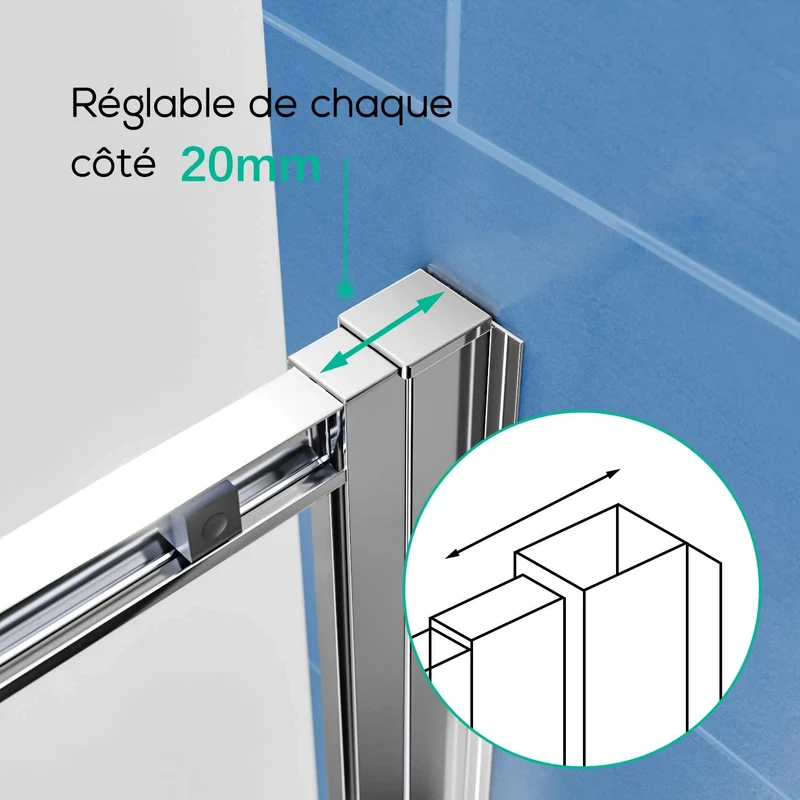 SIRHONA Porte de Douche Coulissante, 100-170cm x 185cm, 5mm verre trempé, installation En Niche