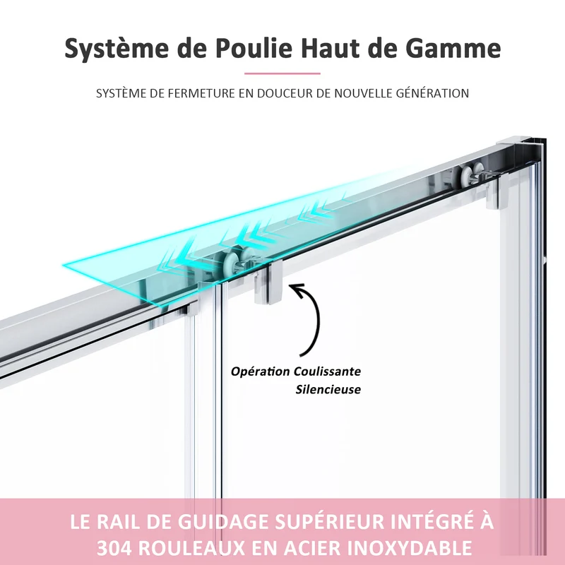 SIRHONA Porte de Douche Coulissante, 100-170cm x 185cm, 5mm verre trempé, installation En Niche