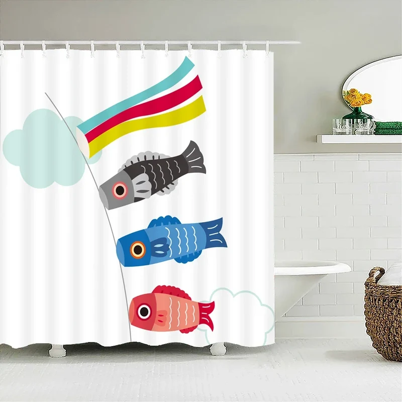 Rideau de douche carpes koi colorées