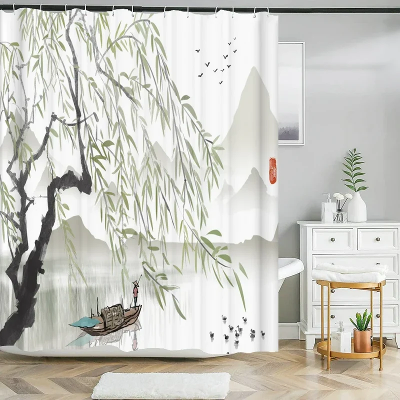 Rideau de douche bambou et bateau