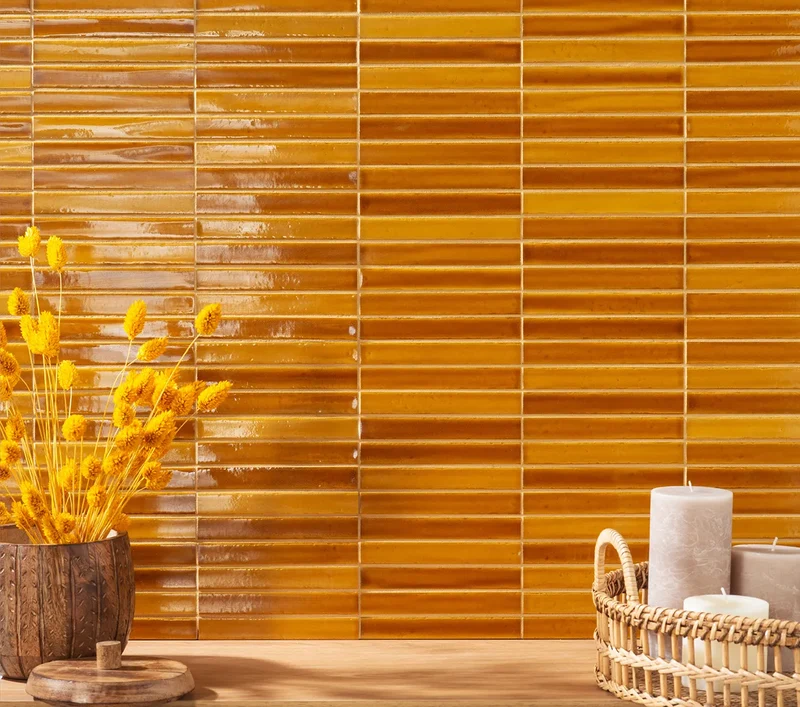 Faïence décorative - Short Stick Crackle Mustard