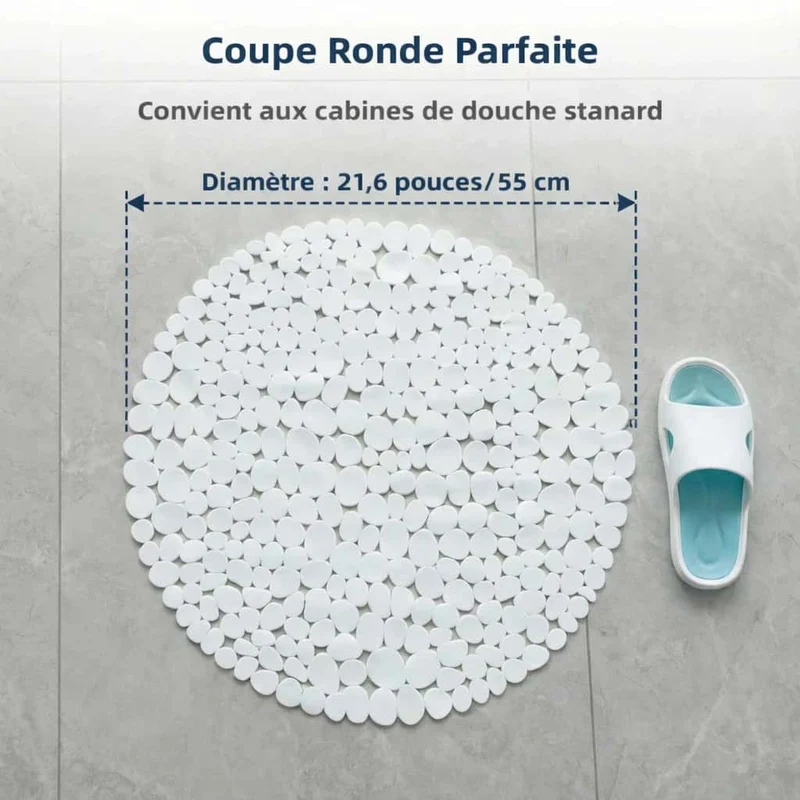 Tapis de Douche Rond – Confort et Sécurité Antidérapante