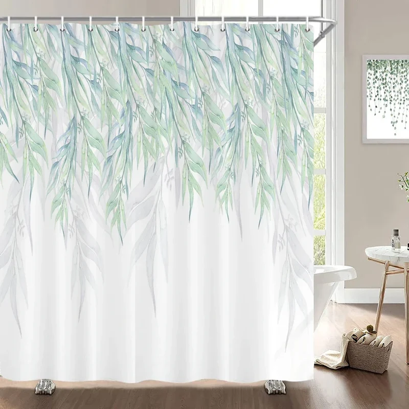 Rideau de douche feuillage aquarelle