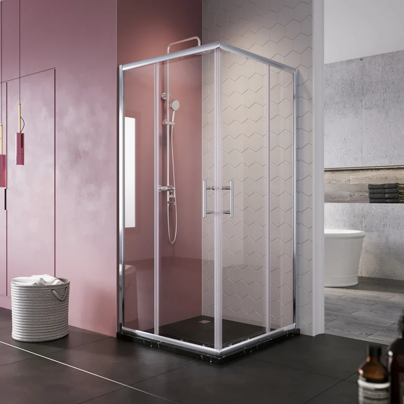 SIRHONA Cabine de douche d'angle avec porte coulissante 80-120 cm hauteur 185cm