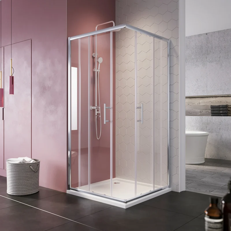 SIRHONA Cabine de douche d'angle avec porte coulissante 80-120 cm hauteur 185cm
