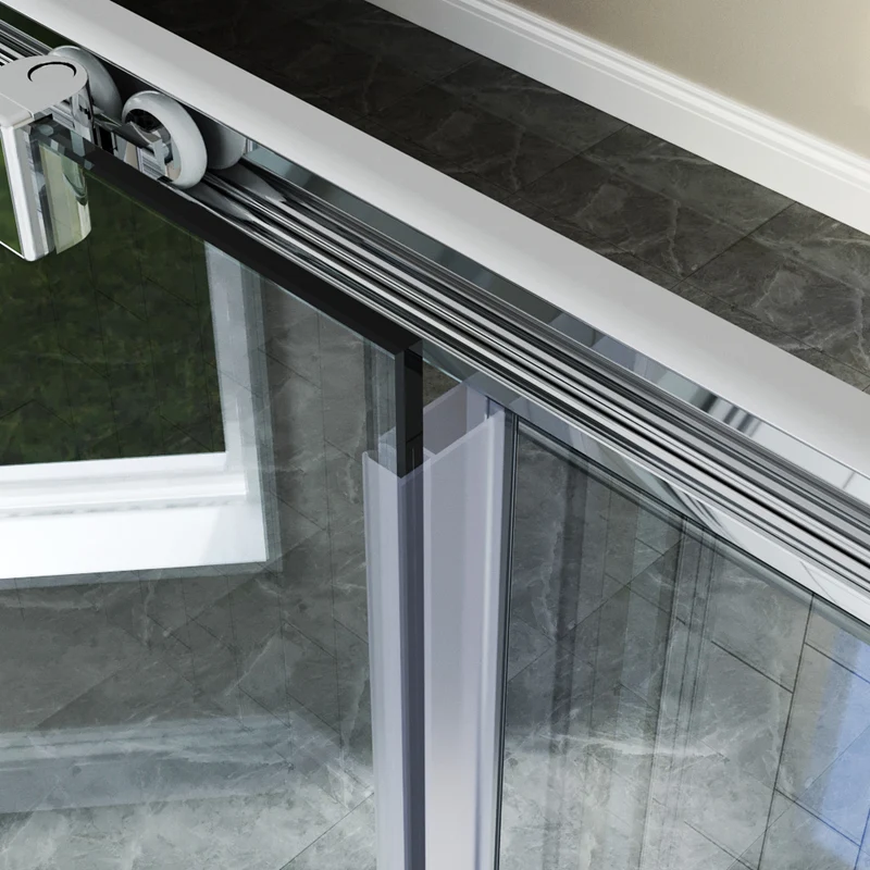 SIRHONA Cabine de douche d'angle avec porte coulissante 80-120 cm hauteur 185cm
