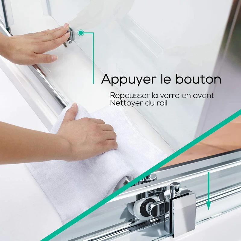 SIRHONA Cabine de douche d'angle avec porte coulissante 80-120 cm hauteur 185cm
