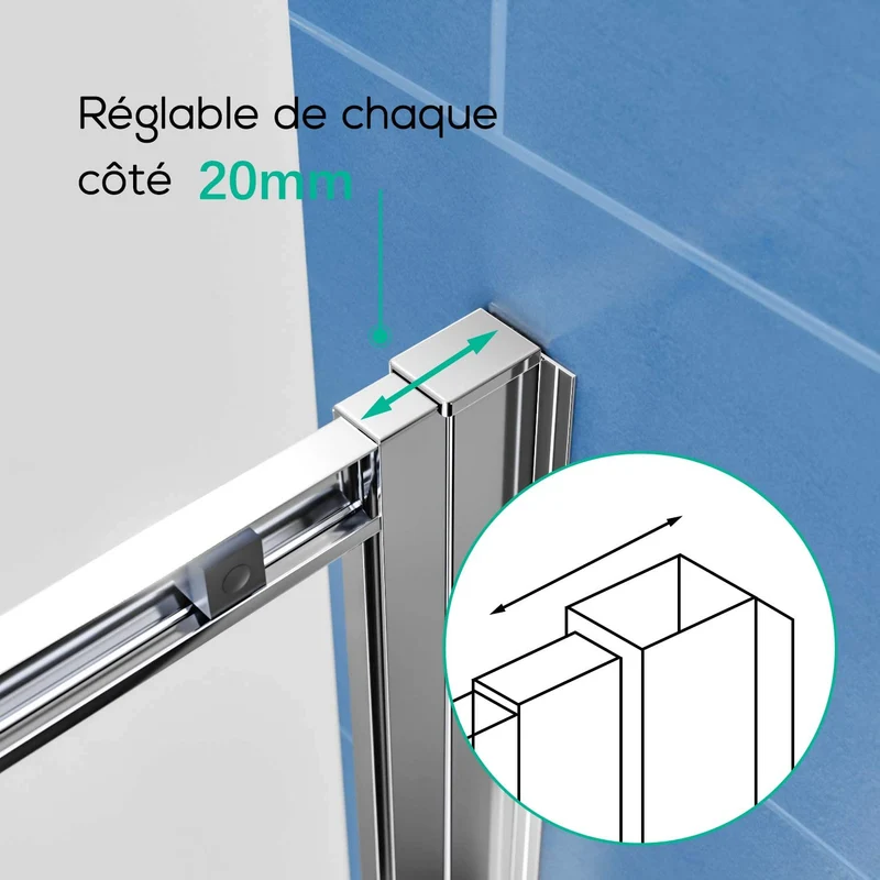 SIRHONA Cabine de douche d'angle avec porte coulissante 80-120 cm hauteur 185cm