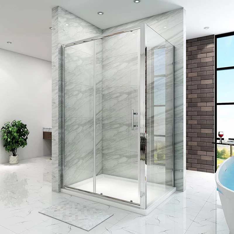 SIRHONA Portes de douche coulissantes Largeur 100-170cm, 76-90 cm avec porte latérale, 5 mm verre trempé