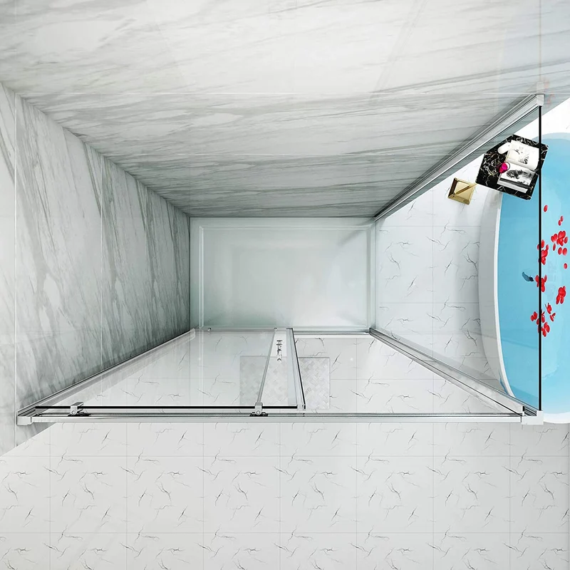 SIRHONA Portes de douche coulissantes Largeur 100-170cm, 76-90 cm avec porte latérale, 5 mm verre trempé
