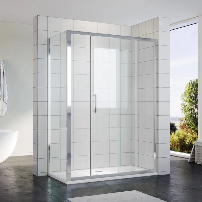 SIRHONA Portes de douche coulissantes Largeur 100-170cm, 76-90 cm avec porte latérale, 5 mm verre trempé