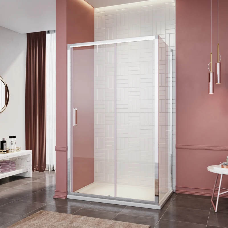 SIRHONA Portes de douche coulissantes Largeur 100-170cm, 76-90 cm avec porte latérale, 5 mm verre trempé