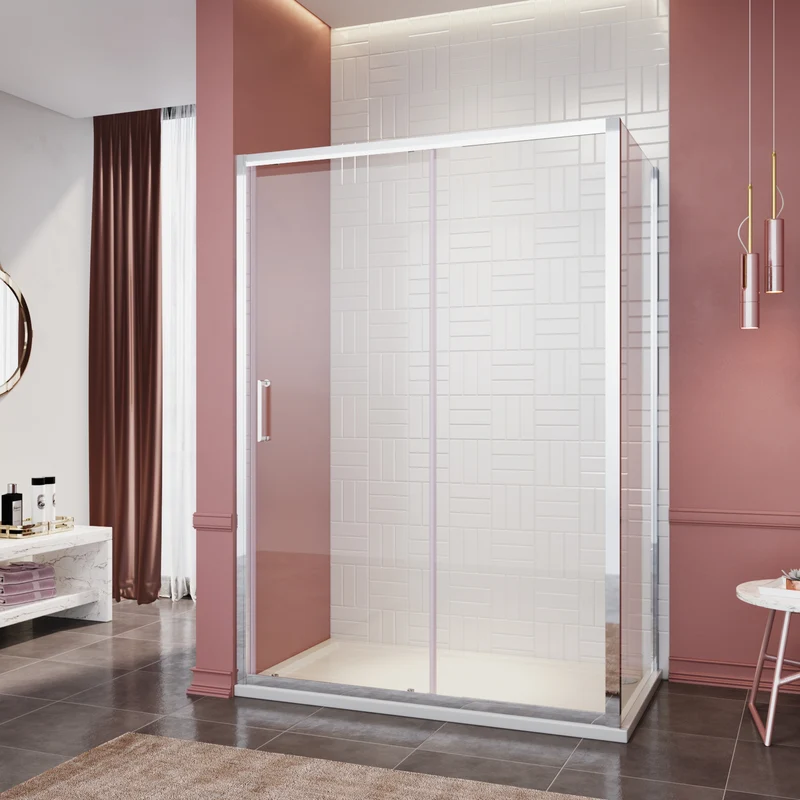 SIRHONA Portes de douche coulissantes Largeur 100-170cm, 76-90 cm avec porte latérale, 5 mm verre trempé