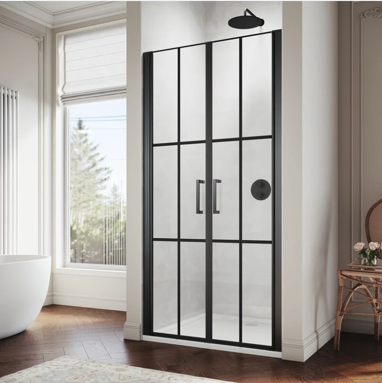 SIRHONA Porte de douche battante rotative 180°, 80 ~100cm x 195cm, verre trempé 5mm