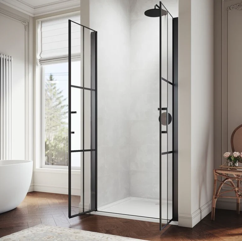 SIRHONA Porte de douche battante rotative 180°, 80 ~100cm x 195cm, verre trempé 5mm
