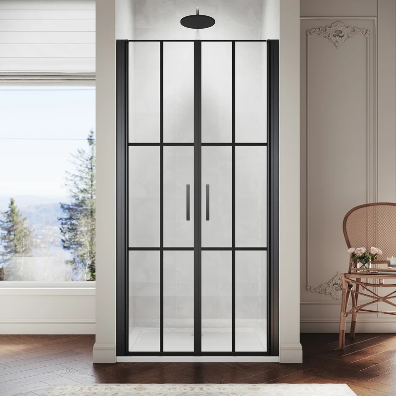 SIRHONA Porte de douche battante rotative 180°, 80 ~100cm x 195cm, verre trempé 5mm