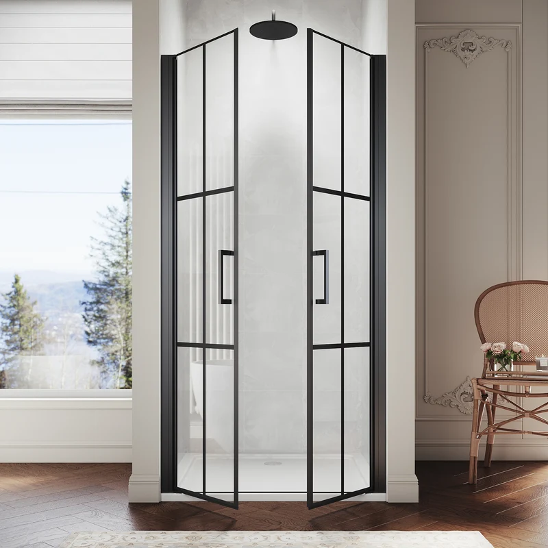 SIRHONA Porte de douche battante rotative 180°, 80 ~100cm x 195cm, verre trempé 5mm