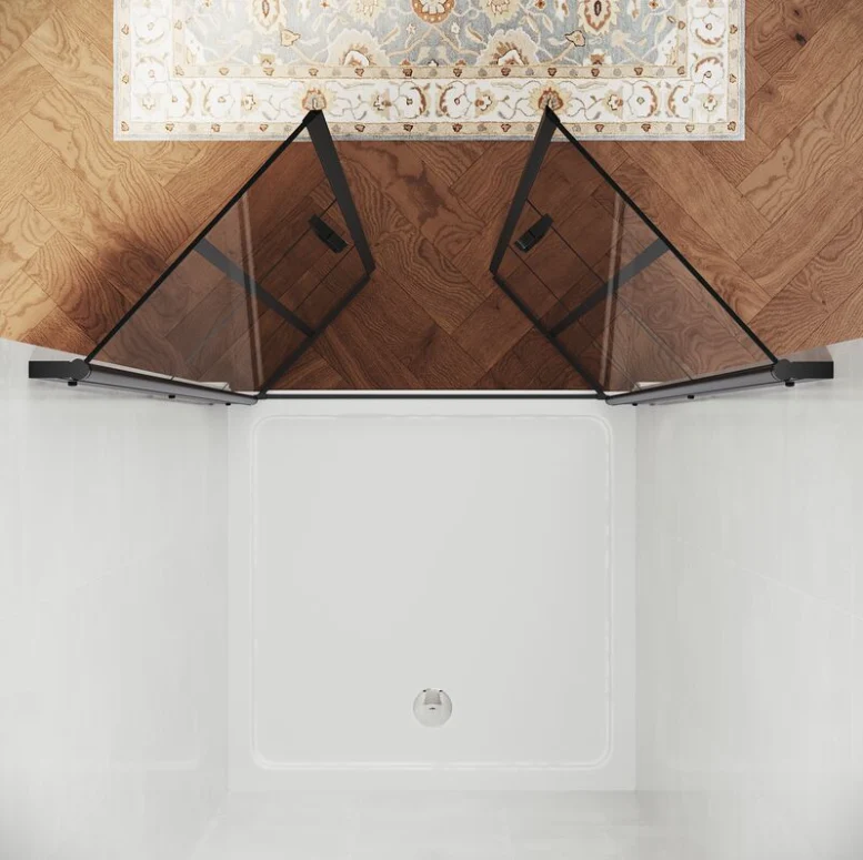 SIRHONA Porte de douche battante rotative 180°, 80 ~100cm x 195cm, verre trempé 5mm