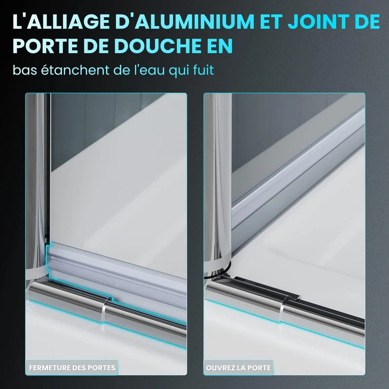 SIRHONA Porte de douche plié en Verre Transparent 6mm Securit 76/80/90x195cm blanc