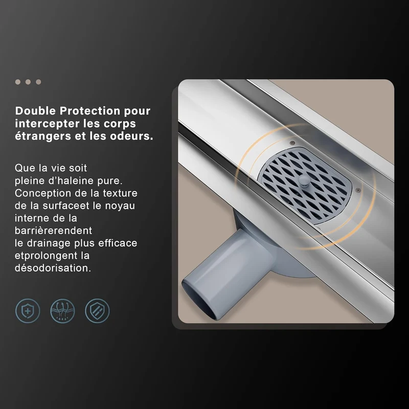 SIRHONA Caniveau Douche Italienne 60cm ~ 110cm à carreler