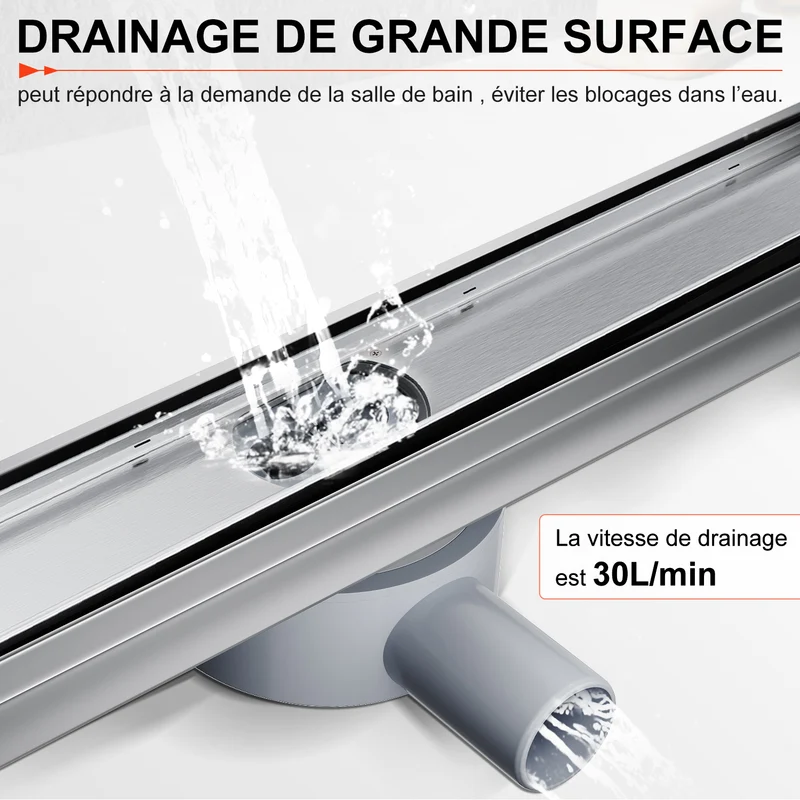 SIRHONA Caniveau Douche Italienne 60cm ~ 110cm à carreler
