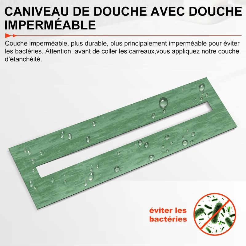 SIRHONA Caniveau Douche Italienne 60cm ~ 110cm à carreler
