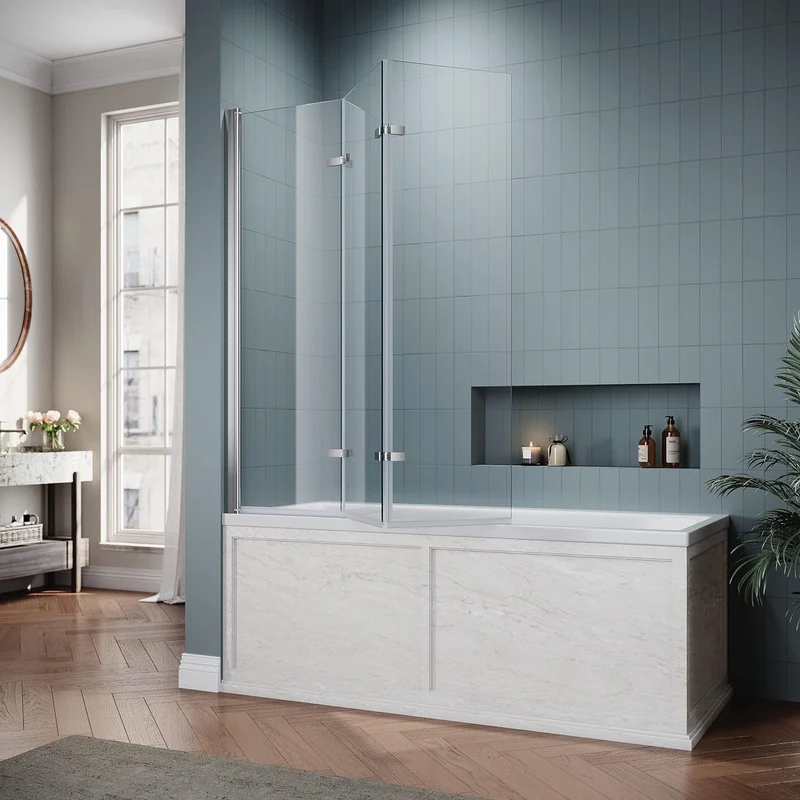 SIRHONA Paroi de Douche Baignoire, 2 volets with 100x130cm / 3volets with 130x130cm