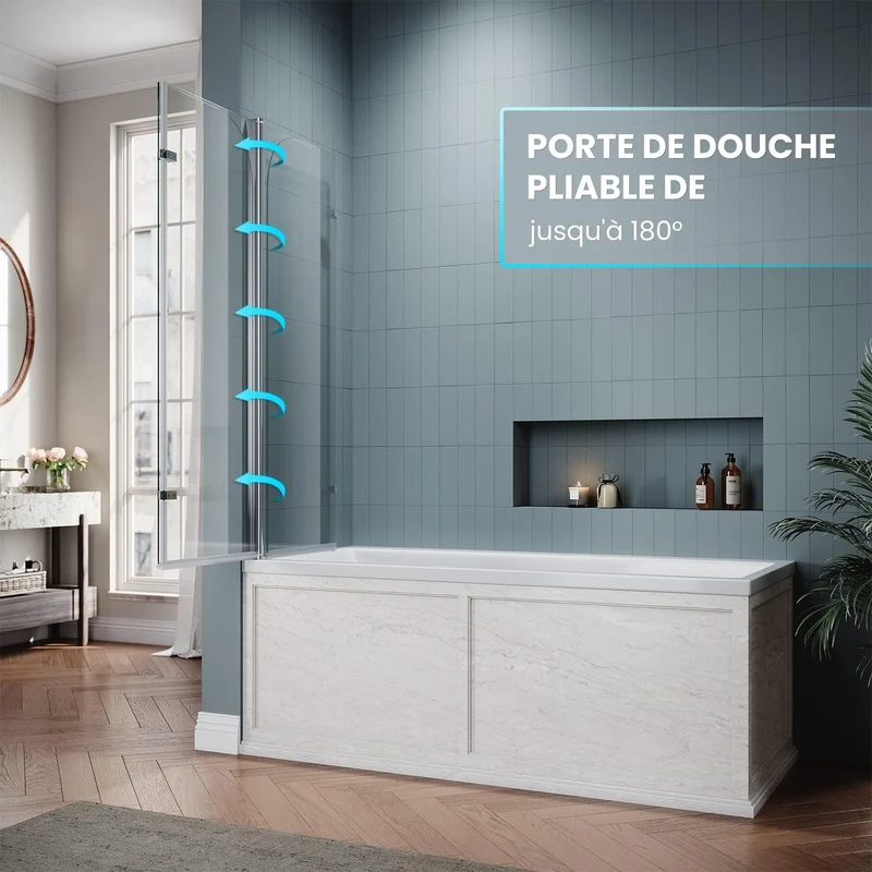 SIRHONA Paroi de Douche Baignoire, 2 volets with 100x130cm / 3volets with 130x130cm