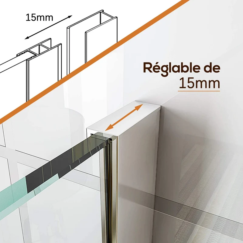 SIRHONA Paroi de douche italienne 70-120 cm x 200 cm, 8 mm verre Nano transparent