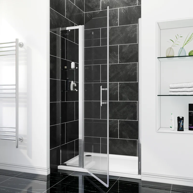 SIRHONA porte de douche chromée semi-encadrée, taille 70-90cm hauteur 185cm avec paroi latérale fixe de 30cm