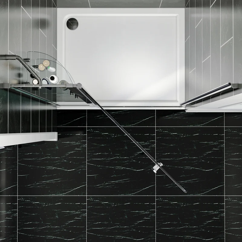 SIRHONA porte de douche chromée semi-encadrée, taille 70-90cm hauteur 185cm avec paroi latérale fixe de 30cm