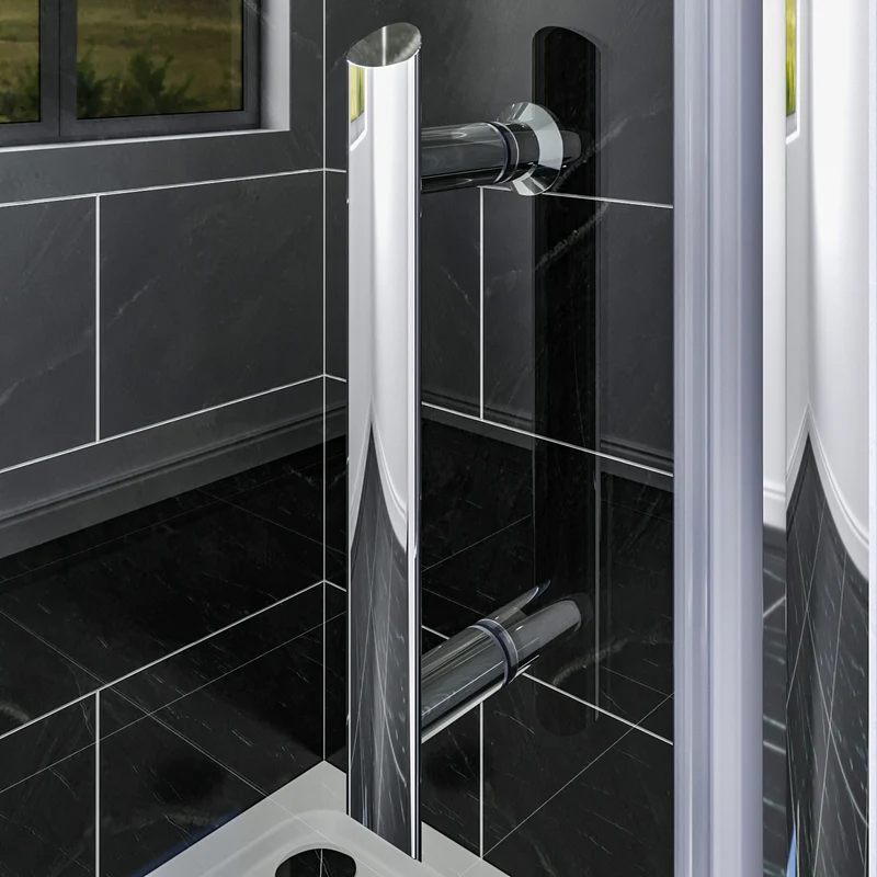 SIRHONA porte de douche chromée semi-encadrée, taille 70-90cm hauteur 185cm avec paroi latérale fixe de 30cm