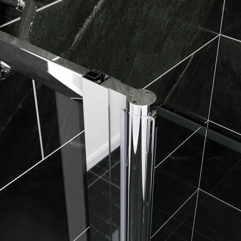 SIRHONA porte de douche chromée semi-encadrée, taille 70-90cm hauteur 185cm avec paroi latérale fixe de 30cm
