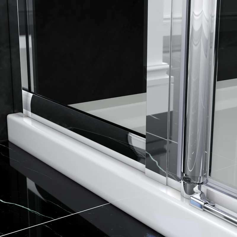 SIRHONA porte de douche chromée semi-encadrée, taille 70-90cm hauteur 185cm avec paroi latérale fixe de 30cm