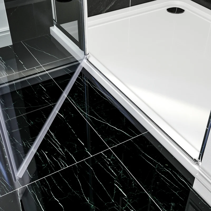 SIRHONA porte de douche chromée semi-encadrée, taille 70-90cm hauteur 185cm avec paroi latérale fixe de 30cm