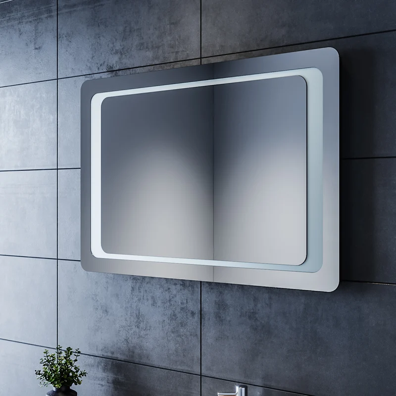 SIRHONA Miroir LED Salle de Bains avec éclairage LED Miroir Muraux AVCE Anti-buée Fonction Cosmétiques Mural Lumière Illumination