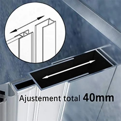 SIRHONA Porte de douche taille 70-90cm rétractable 4cm hauteur 185cm