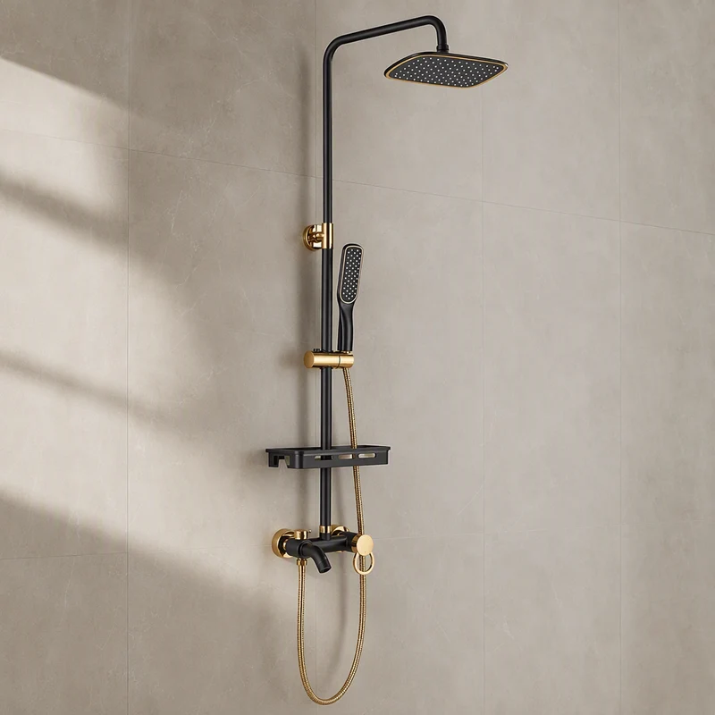 Colonne de douche noire et dorée