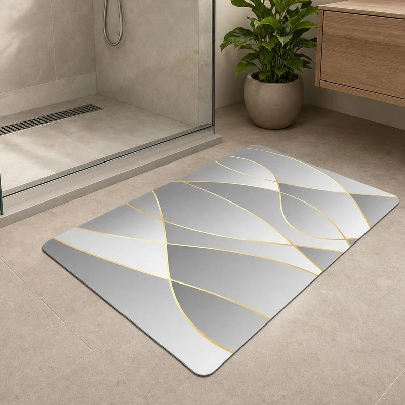 Tapis de bain design géométrique "courbe"