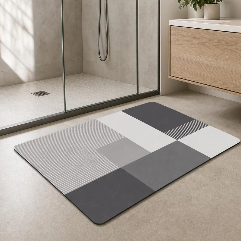 Tapis de bain design géométrique "carré"