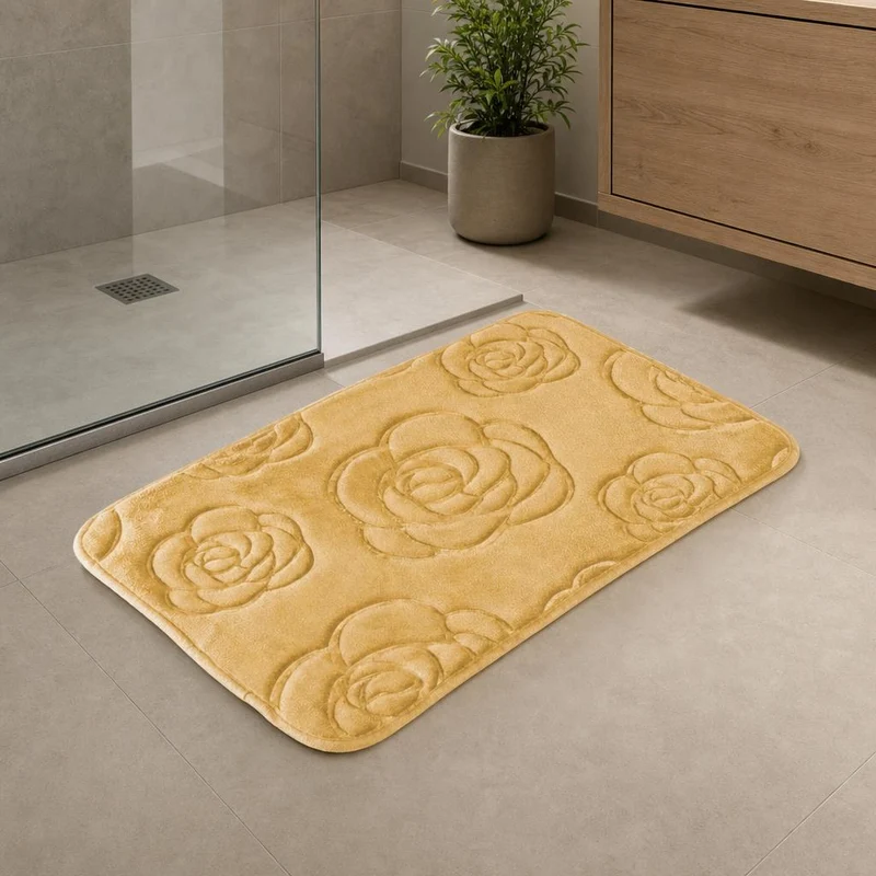 Tapis de bain design rosier