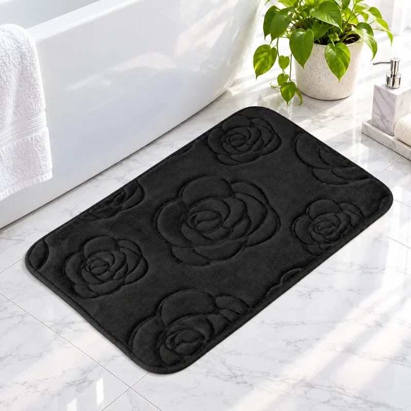 Tapis de bain design rosier